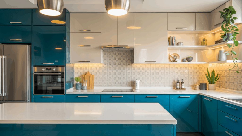 Bold and Vibrant Straight Kitchen
