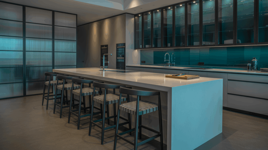 Luxury Glass Kitchen with Colored Glass Elements