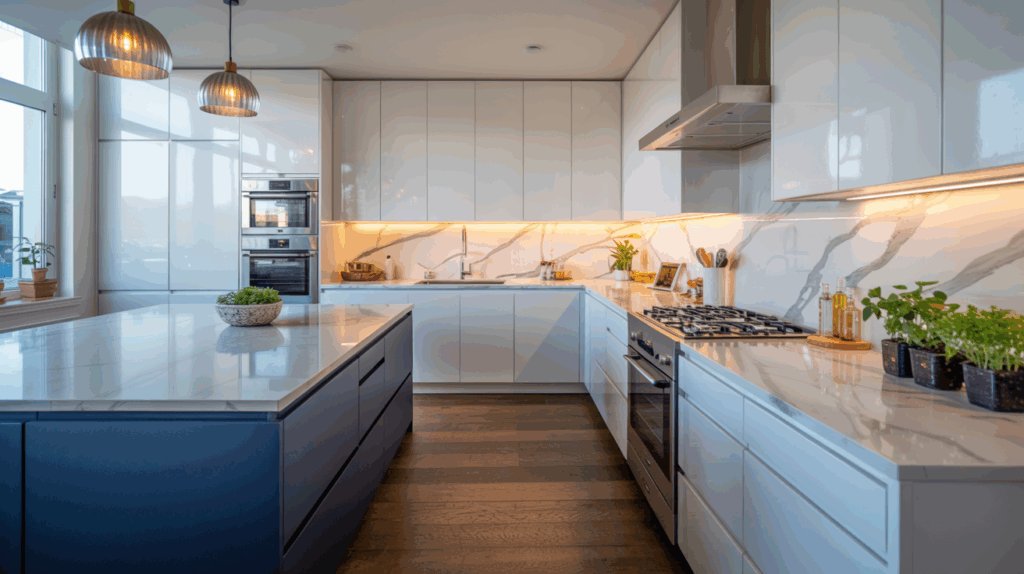 Luxury U-Shaped Kitchen with Island Counter