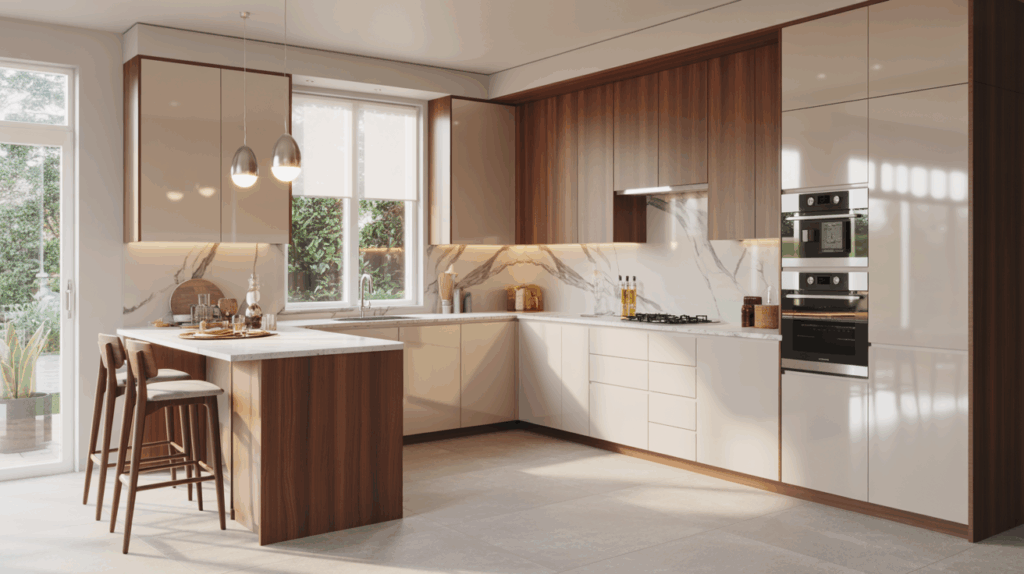 Modern Glossy L-Shaped Kitchen