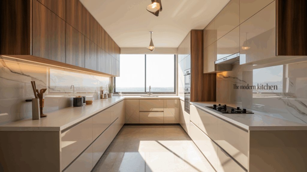 Modern Glossy Parallel Kitchen