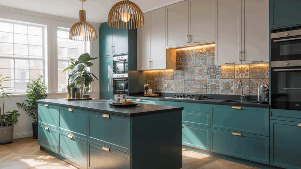 Vibrant Contemporary Island Kitchen