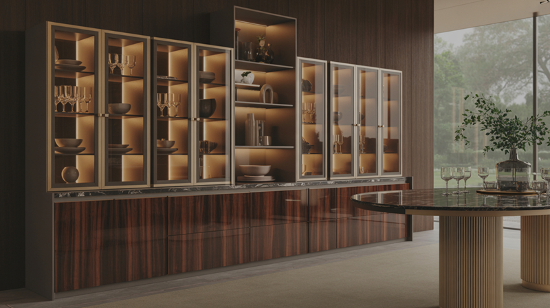 Where family meals meet flawless design – dining table & crockery unit crafted