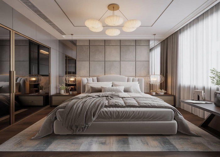 Luxury Guest Bedroom with Accent Wall